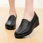 Women's Leather Slip-On Wedge Shoes - Black and Brown - Available at AfnoBazar Nepal