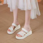 Women's Beige Platform Wedge Sandals with Sparkle Straps - Available at AfnoBazar Nepal