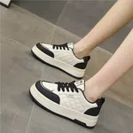 Women's Korean Style Quilted Platform Sneakers - Black and Beige - Available at AfnoBazar Nepal
