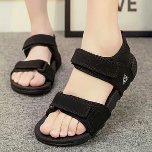 Women's Velcro Strap Hiking Sandals - All Black - Available at AfnoBazar Nepal