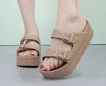 Women's Korean Style Platform Sandals with Slip-On Closure - Khaki - Available at AfnoBazar Nepal