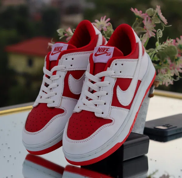 Women's Low-Top Sneakers with White Laces - Red and White - Available at AfnoBazar Nepal