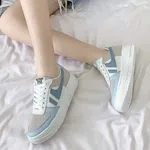 Women's Korean Style Heel Sneakers with Lace-Up Closure - Blue - Available at AfnoBazar Nepal