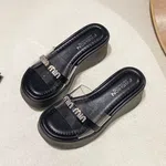 Women's Off White and Black Crystal Strap Platform Sandals - Available at AfnoBazar Nepal