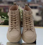 Korean Style Women's Elevated Sneakers - Khaki - Available at AfnoBazar Nepal