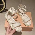 Women's Off White Ankle Wrap Platform Sandals - Available at AfnoBazar Nepal
