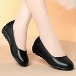 Women's Black Leather Low Wedge Slip-On Flats - Available at AfnoBazar Nepal