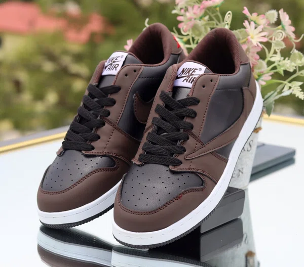 Men's Chocolate Black and White Low-Top Sneakers - Available at AfnoBazar Nepal