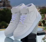 Women's All White Mid-Top Sneakers - Available at AfnoBazar Nepal