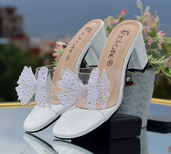 Women's Black Transparent Strap Sandals - White - Available at AfnoBazar Nepal