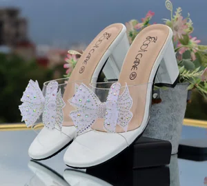 Women's Black Transparent Strap Sandals - White - Available at AfnoBazar Nepal