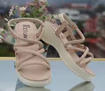 Women's Criss-Cross Wedge Sandals with Elastic Back - Available at AfnoBazar Nepal