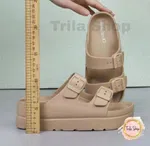 Women's Korean Style Platform Sandals with Slip-On Closure - Khaki - Available at AfnoBazar Nepal