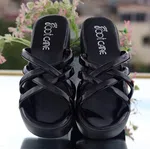 Women's Black Glossy Criss-Cross Platform Sandals - Available at AfnoBazar Nepal