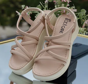 Women's Criss-Cross Wedge Sandals with Elastic Back - Available at AfnoBazar Nepal