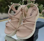 Women's Criss-Cross Wedge Sandals with Elastic Back - Available at AfnoBazar Nepal