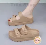 Women's Korean Style Platform Sandals with Slip-On Closure - Khaki - Available at AfnoBazar Nepal