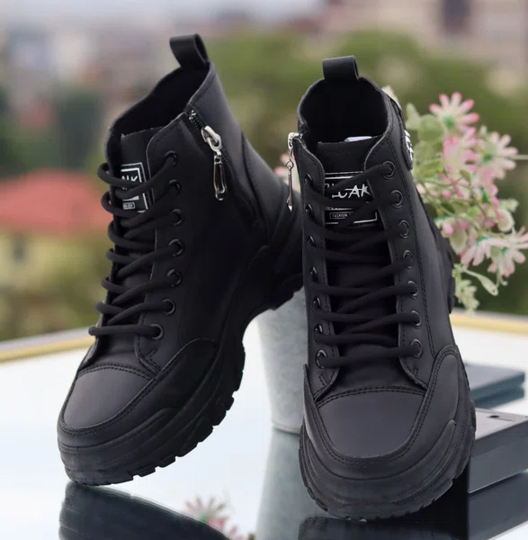 Korean Style Women's Elevated Sneakers - Black - Available at AfnoBazar Nepal