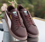 Men's Mocha Leather Sneakers - Available at AfnoBazar Nepal