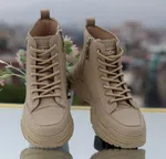 Korean Style Women's Elevated Sneakers - Khaki - Available at AfnoBazar Nepal