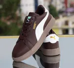 Men's Mocha Leather Sneakers - Available at AfnoBazar Nepal