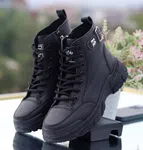 Korean Style Women's Elevated Sneakers - Black - Available at AfnoBazar Nepal
