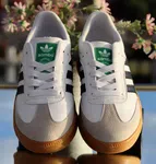 Women's Retro Low-Top Sneakers with Green Tongue Detail - White and Black - Available at AfnoBazar Nepal