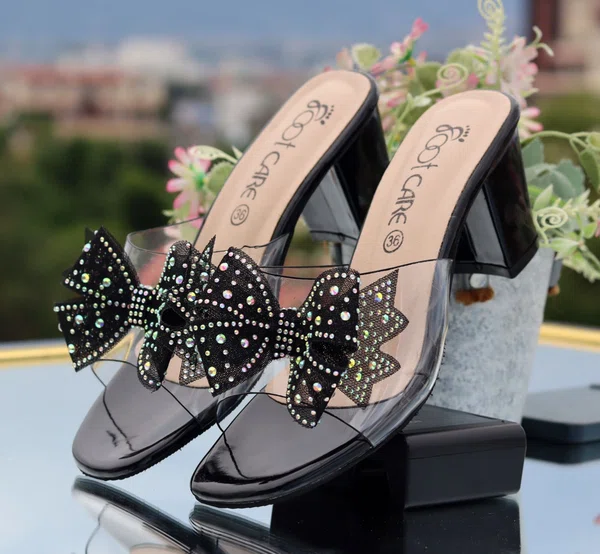 Women's Black Transparent Strap Sandals - Available at AfnoBazar Nepal