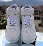 Women's All White Mid-Top Sneakers - Available at AfnoBazar Nepal