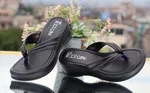 Women's Black Toe Ring Platform Sandals - Available at AfnoBazar Nepal