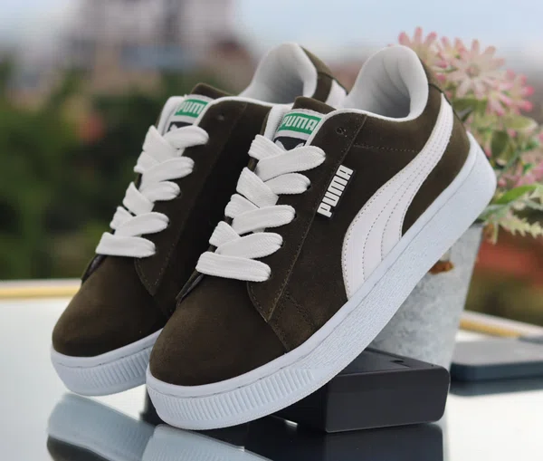 Women's Olive Green and White Suede Sneakers - Available at AfnoBazar Nepal