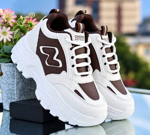 Women's Korean Style Chunky Heel Sneakers - Brown, Black and Blue - Available at AfnoBazar Nepal
