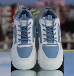 Women's Korean Style Chunky Heel Sneakers - White and Blue - Available at AfnoBazar Nepal