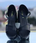 Women's Open Toe Block Heel Sandals with Ankle Strap - Black - Available at AfnoBazar Nepal