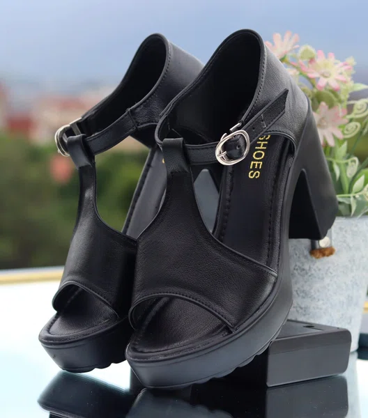 Women's Peep Toe Ankle Strap Platform Block Heels - Available at AfnoBazar Nepal