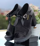 Women's Peep Toe Ankle Strap Platform Block Heels - Available at AfnoBazar Nepal