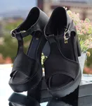 Women's Peep Toe Ankle Strap Platform Block Heels - Available at AfnoBazar Nepal