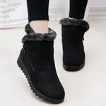 Women's Faux Fur Side Zip Snow Boots - Black and Brown - Available at AfnoBazar Nepal
