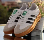 Women's Retro Low-Top Sneakers with Green Tongue Detail - White and Black - Available at AfnoBazar Nepal