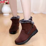 Women's Faux Fur Side Zip Snow Boots - Black and Brown - Available at AfnoBazar Nepal