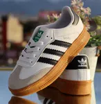 Women's Retro Low-Top Sneakers with Green Tongue Detail - White and Black - Available at AfnoBazar Nepal
