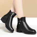 Women's Genuine Leather Zip Ankle Boots with High Heel - Available at AfnoBazar Nepal