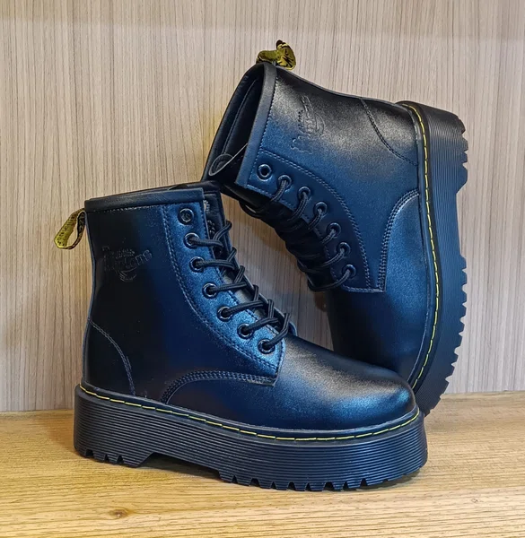 Women's Lace-Up Platform Martin Boots - Black - Available at AfnoBazar Nepal