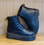 Women's Lace-Up Platform Martin Boots - Black - Available at AfnoBazar Nepal