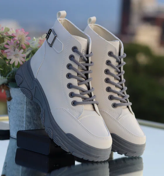Korean Style Women's Elevated Sneakers - White - Available at AfnoBazar Nepal