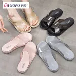 Women's Transparent Cross Strap Platform Slides - Pink and Brown - Available at AfnoBazar Nepal