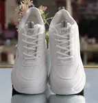 Women's Korean Style Chunky Heel Sneakers with Wave Panel - Off White - Available at AfnoBazar Nepal