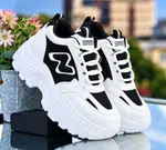Women's Korean Style Chunky Heel Sneakers - Brown, Black and Blue - Available at AfnoBazar Nepal