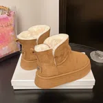 Women's Fur-Lined Suede Winter Boots - Black and Camel - Available at AfnoBazar Nepal