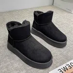 Women's Fur-Lined Suede Winter Boots - Black and Camel - Available at AfnoBazar Nepal